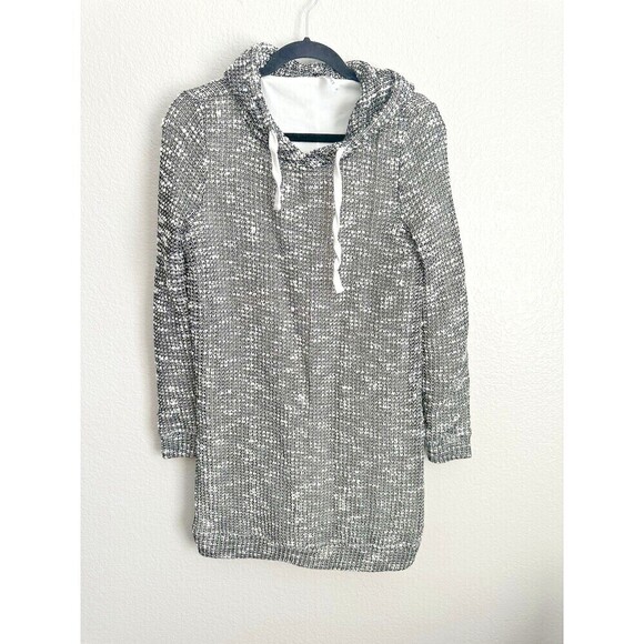 Fabletics Dresses & Skirts - Fabletics Yukon Sweater Dress Women's Medium Marled Open Knit Hooded Cozy Sporty